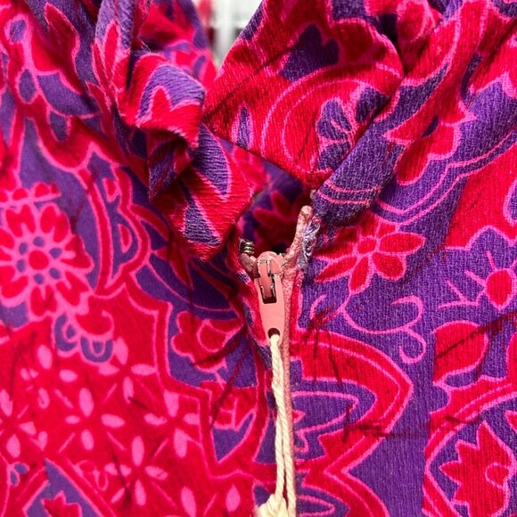 60s Vintage Tropical Barkcloth Psychedelic Mermaid Maxi Dress - Picture 10 of 10